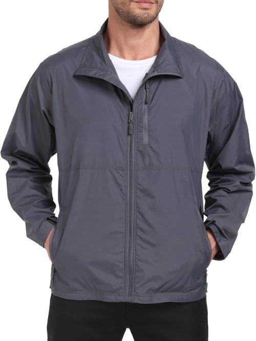 Mens Windbreaker Jackets Lightweight Travel Jackets Spring Summer Packable breathable
