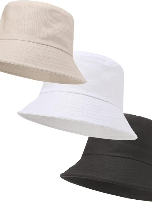 3 Packs Unisex Athletic Bucket Hat Solid Colors Sun Hat with UV Protection for Outdoor Sports Packable Summer Hats
