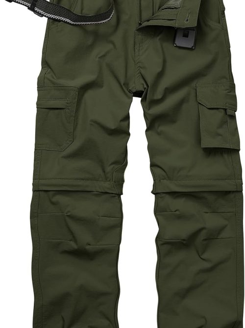Hiking Pants Men Convertible Quick Dry UPF 50 Lightweight Zip Off Safari Fishing Travel Cargo Trousers