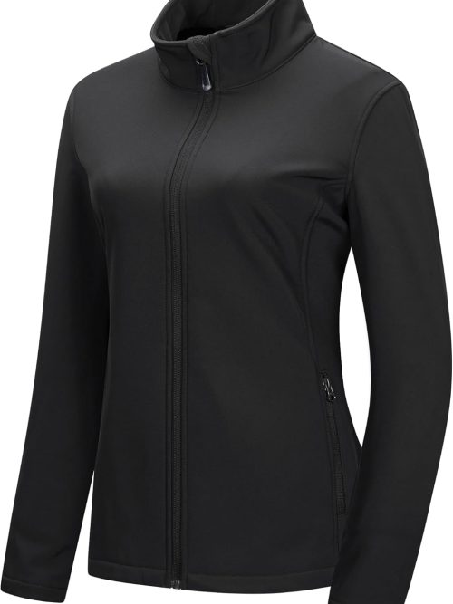 Women's Lightweight Softshell Jacket Fleece Lined Windbreaker Waterproof Warm Jacket for Running Golf Hiking