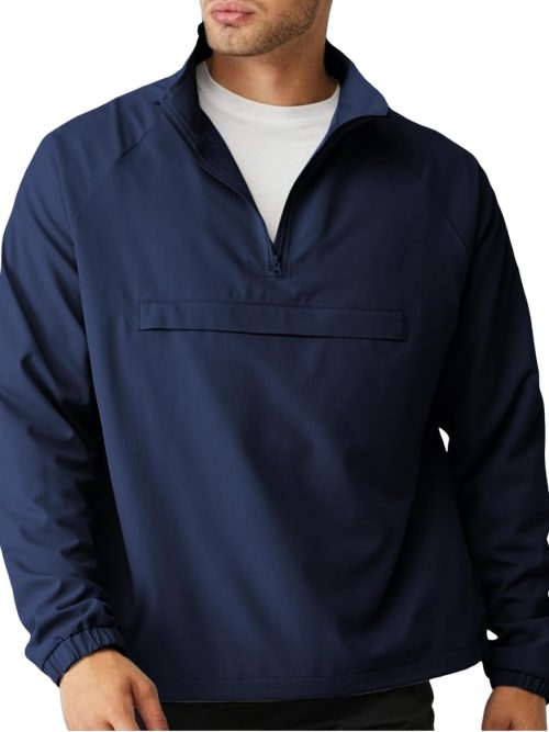 Men's Lightweight Quarter Zip Pullover Windbreaker for Golf, Hiking, and Running Wind Breaker Jackets with Pocket