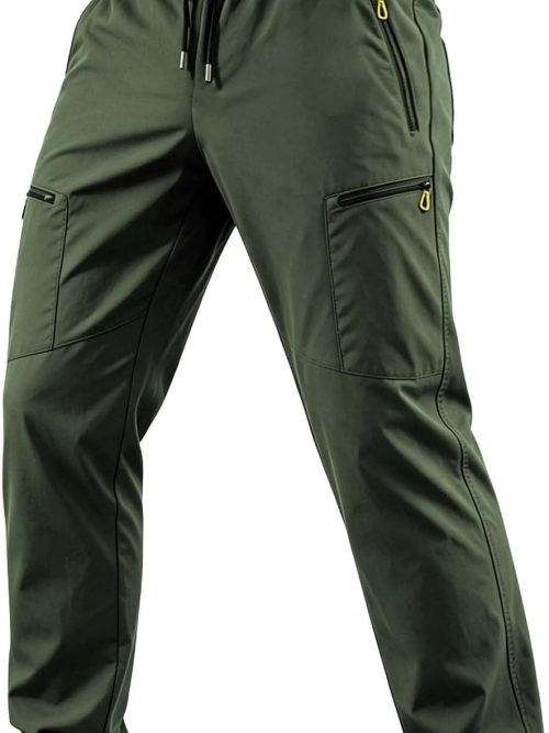 Men's Lightweight Hiking Cargo Pants Outdoor Tactical Pants Water Resistant Combat Trousers with Zipper Multi Pockets