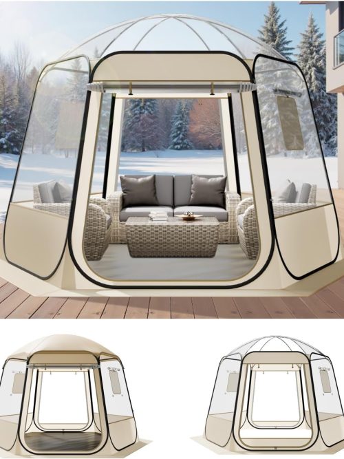 Pop up Sports Tent, 8 Sizes Optional Clear Bubble Tent for 1-6 Person, Waterproof Outdoor Pod with Floor Mat & Top Cover, Garden Igloo Dome Tents Camping Shelter for Sports Watching