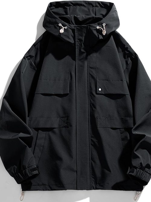 Mens Jacket Casual Lightweight Hooded Windbreaker softshell Easy-Care Zip-Up Versatile Outdoor Comfort Activities Coat