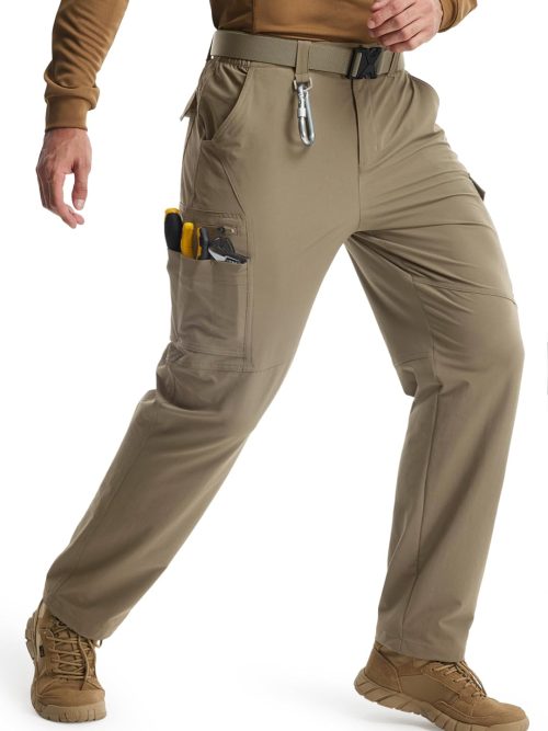 Men's Work Pants Hiking Cargo Pants Water Resistant Stretch Tactical Outdoor Trousers with 9 Pockets